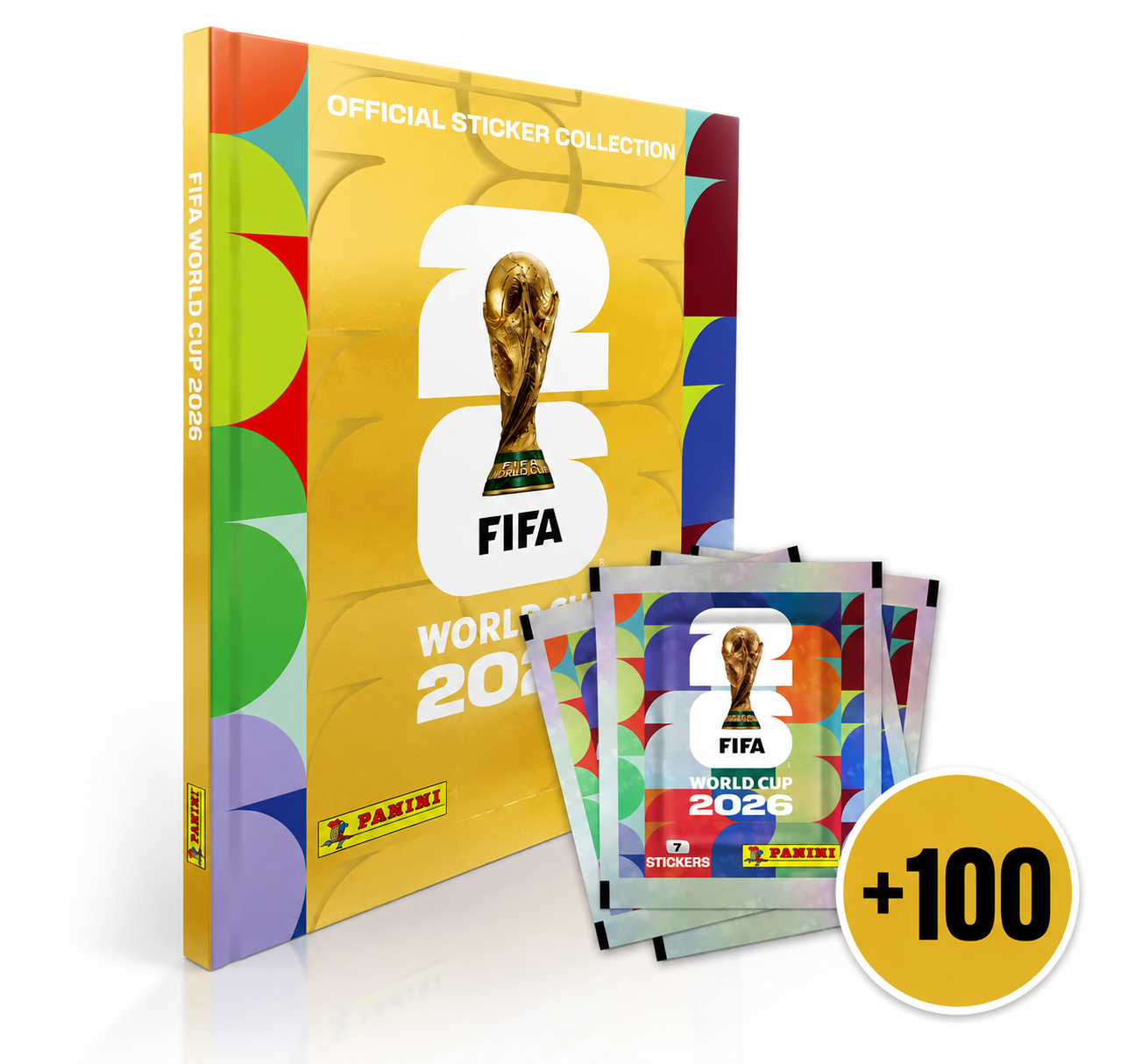 Álbum Oficial Panini FIFA World Cup 2026 Tapa Dura Dorado Original + 100 SOBRES
